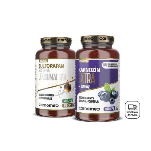 Sulforafan EXTRA Liposomal Q10 90cps + Karnozín EXTRA Pure&Strong 250 mg 100 cps
