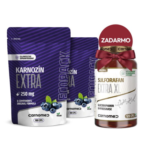 2x Karnozín EXTRA ECOPACK 250mg 180 cps + Sulforafan EXTRA 120 cps ZDARMA